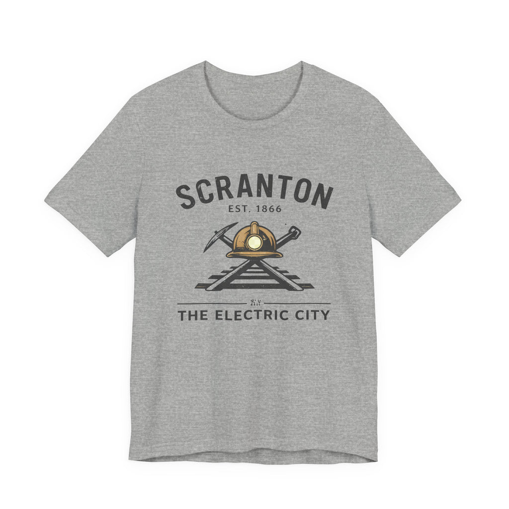 Scranton 'The Electric City' Tee — Vintage Railroad Mining Helmet Design