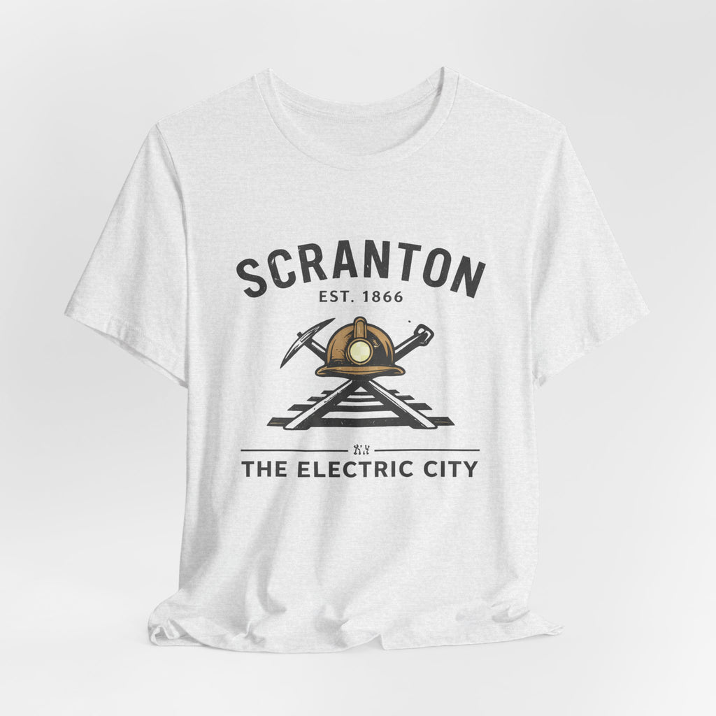 Scranton 'The Electric City' Tee — Vintage Railroad Mining Helmet Design
