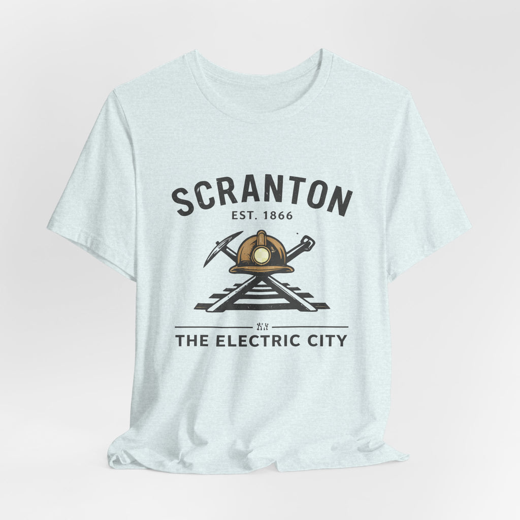 Scranton 'The Electric City' Tee — Vintage Railroad Mining Helmet Design