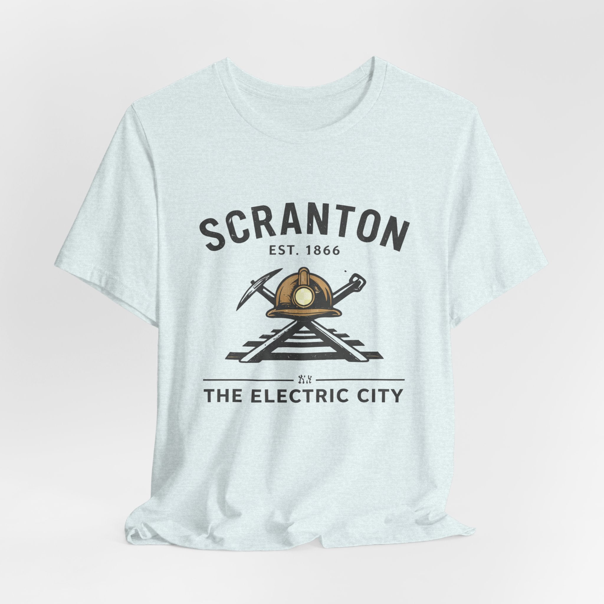 Scranton 'The Electric City' Tee — Vintage Railroad Mining Helmet Design