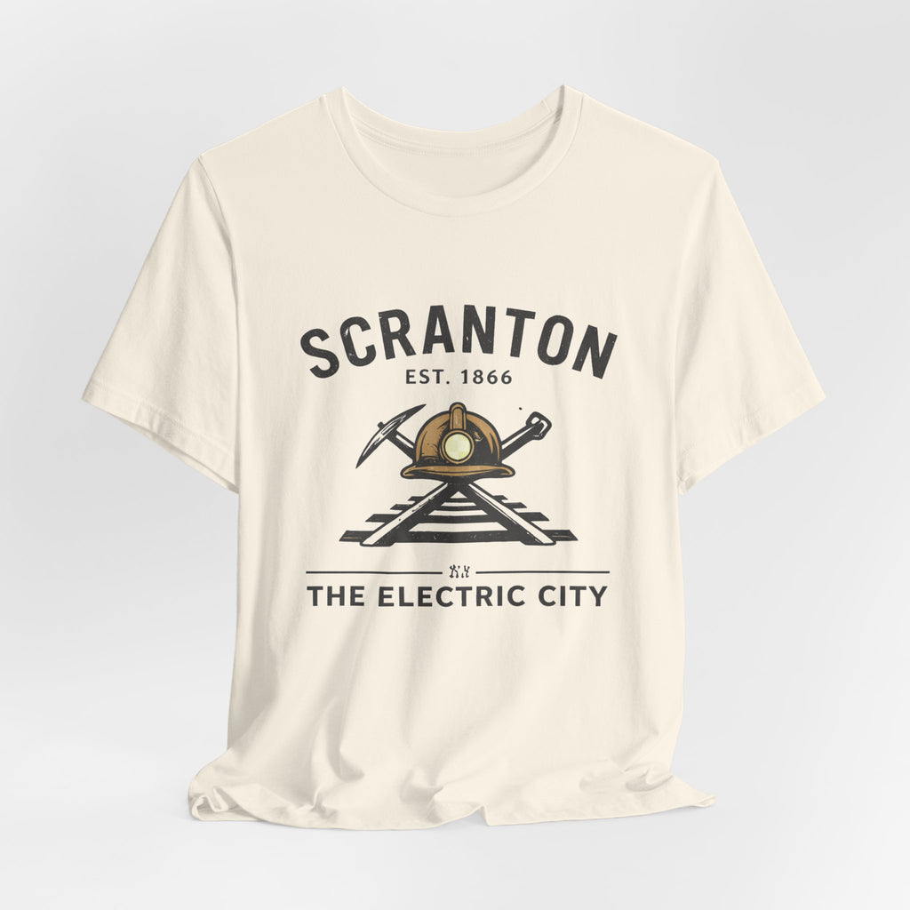 Scranton 'The Electric City' Tee — Vintage Railroad Mining Helmet Design