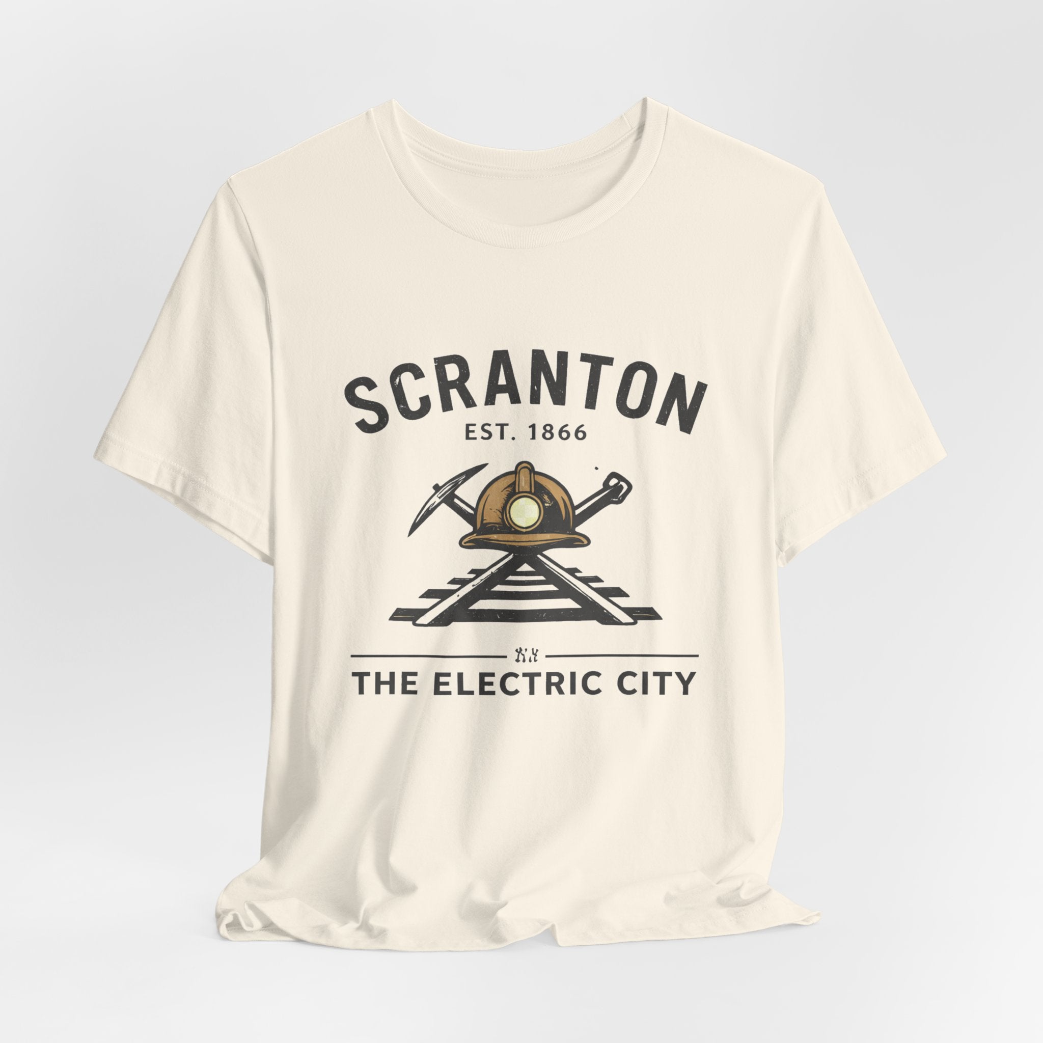 Scranton 'The Electric City' Tee — Vintage Railroad Mining Helmet Design