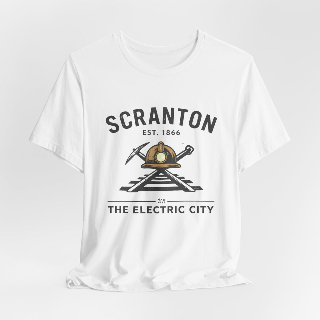 Scranton 'The Electric City' Tee — Vintage Railroad Mining Helmet Design
