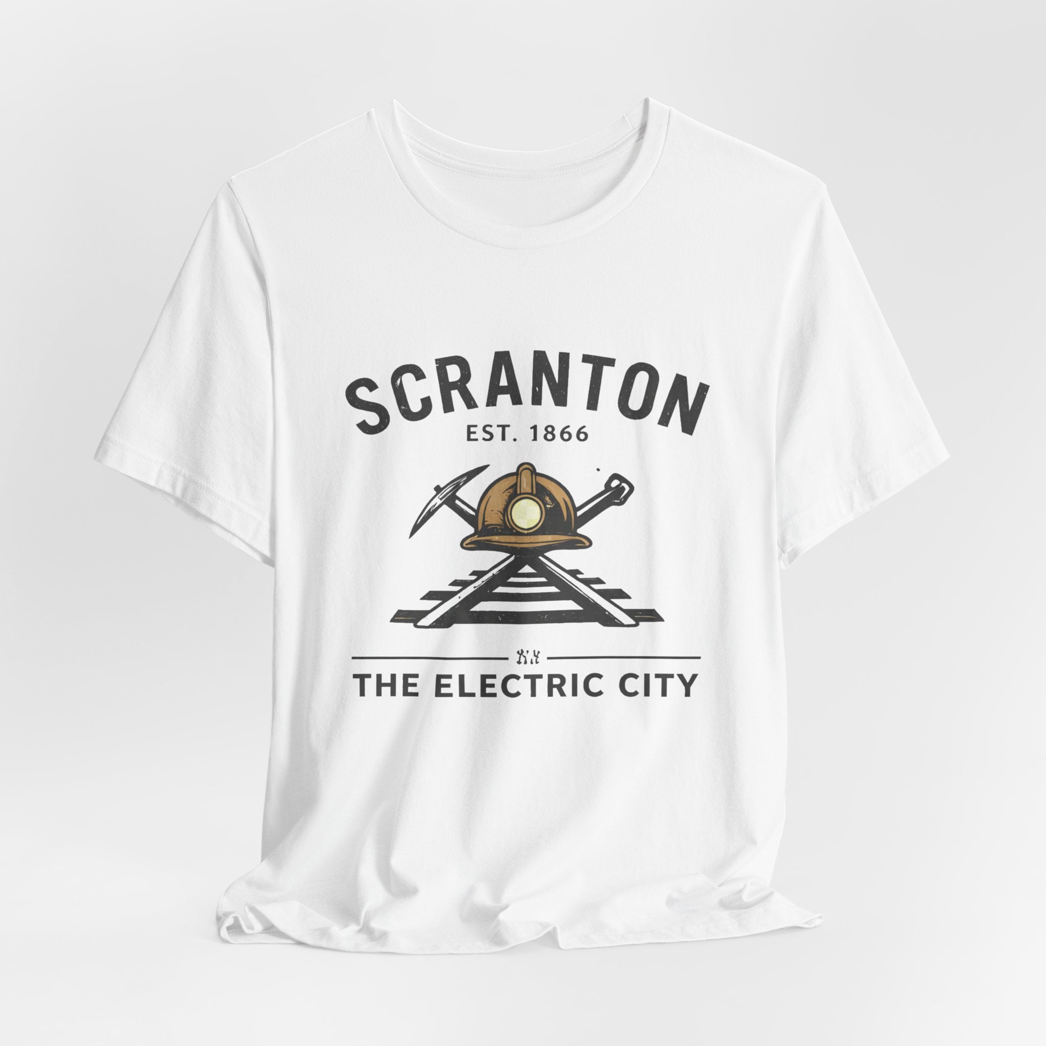 Scranton 'The Electric City' Tee — Vintage Railroad Mining Helmet Design